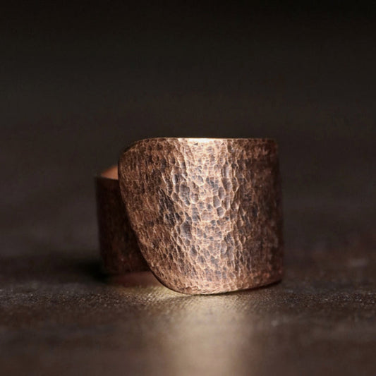 hammered textured copper ring 