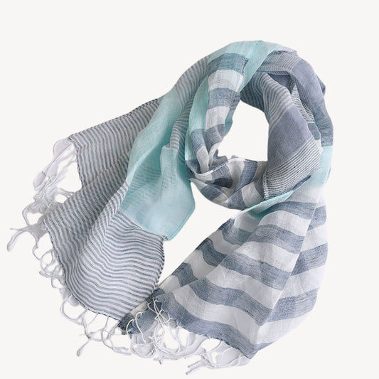 STRIPEY LINEN SCARF | pure linen summer scarves