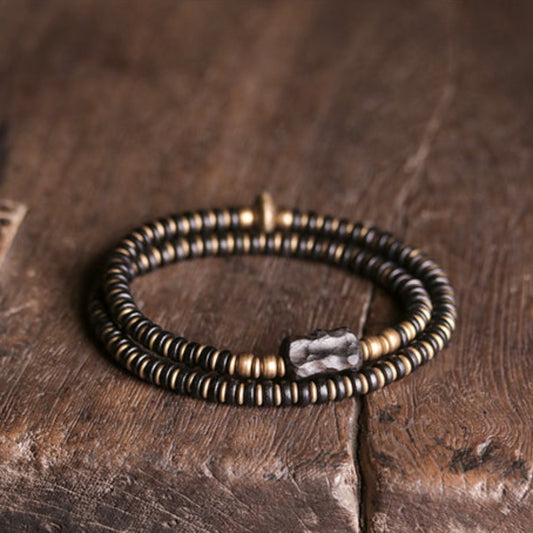 This multilayer spacer bracelet is both durable and adjustable, ensuring a comfortable and secure fit for any wrist size. Whether you're looking to elevate your everyday style or add a finishing touch to a special occasion outfit, this bracelet is sure to make a statement and become a cherished addition to your collection. 