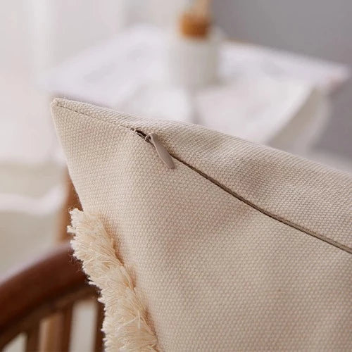 Linen cotton pillow case | With its neutral color and bohemian vibe, it's perfect for any decor style, from modern and minimalist to rustic and eclectic.